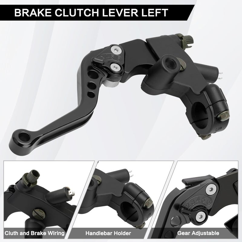 RIDLOG Universal CNC Motorcycle 7/8" 22mm Handlebar Brake Master Cylinder Clutch Lever, Dirt Bike Mini Bike Brake Lever, Brake and Clutch Lever Set Fit for Honda Kawasaki Suzuki Yamaha (Black) - Image 4